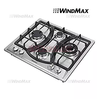 Ships From CA, USA 23" Elegant Curve Stainless Steel 4 Burners Stove NG/LPG Gas Hob Cooktop Cooker