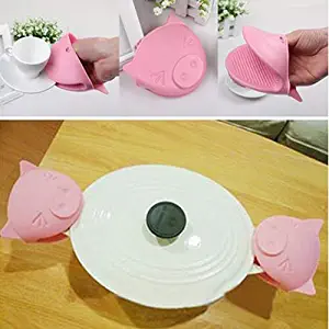 tianxiangjiaju 1Pc Pink Cute Pig Silicone Oven Gloves Non-Slip Gloves Cake Baking Tools