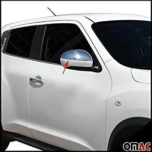 OMAC USA Chrome Side Mirror Cover Guard Cap Trim 2 Pcs S. Steel for Nissan Juke 2011-2014
