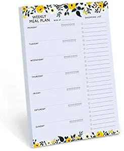Minimalmart Weekly Magnetic Meal Planner Notepad - Food Planning Organizer and Grocery List Pad, Premium 52 Pages, with Tear Away Perforated Shopping List