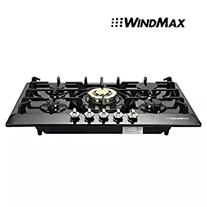 WindMax® 30 inch Black Titanium Plated Stainless Steel Golden Burner Built-In 5 Stoves NG Natural Gas Cooktops Cook Top Kitchen Cooker