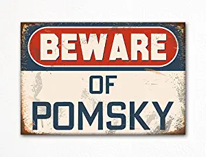 Beware of Pomsky Dog Breed Cute Refrigerator Magnet