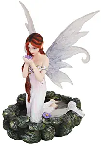 White Water Princess Fairy Kneeling in Pond Mystical Statue Figurine