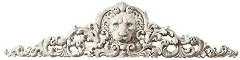 Design Toscano Remoulage Lion Wall Sculpture Door Decor Pediment, 38 Inch, Polyresin, Antique Stone