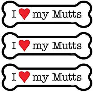 SJT ENTERPRISES, INC. I (Heart) My Mutts 3-Pack of 2 x 7" Dog Bone Shaped Car Magnets (SJT25523)