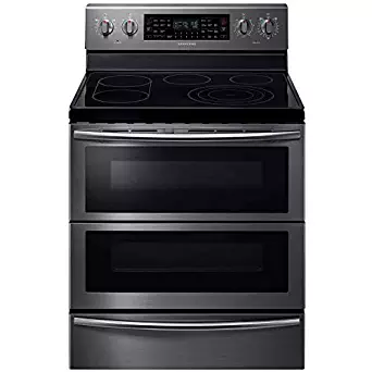 Samsung NE59J7850WG 30" Black Stainless Steel Electric Smoothtop Double Oven Range - Convection