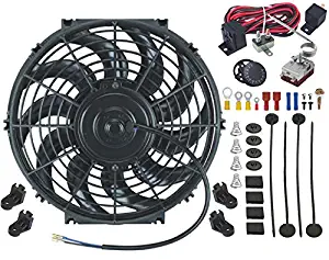 American Volt Single 12V Electric Engine Radiator Cooling Fan & Adjustable Temp Thermostat Controller Kit (15" Inch)