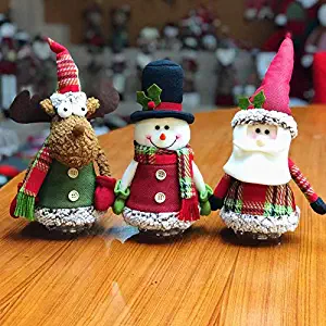 Sepanda Christmas Decor Dolls, 3pcs Holiday Ornaments Plush Standing Toys Santa Claus Snowman Reindeer, Great for Table Fireplace Indoor Home Decoration Xmas Party Gift Idea-2019 New Edition