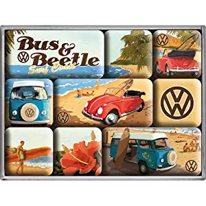 Volkswagen VW Bus & Beetle set of 9 Mini Fridge Magnets in box