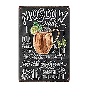 Sylty 8x12 Inch Metal Tin Sign Moscow Mule Cocktail Bar Pub Home Vintage Look Reproduction