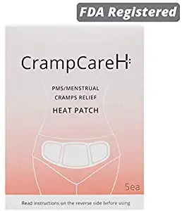 CrampCareH PMS/Menstrual Cramps Relief Heat Patch with Wide Wings, FDA Registered (5 Patches)