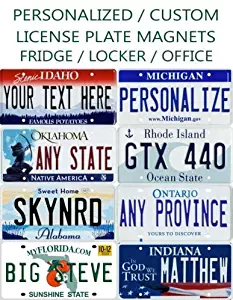 Personalized Mini License Plate Fridge / Hot Wheels / Car Magnet Any State / Province / Team Any Text