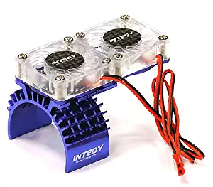 Integy RC Model Hop-ups T8534BLUE Motor Heatsink + Twin Cooling Fan for Traxxas 1/10 Slash 4X4 (6808)