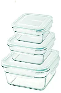 Snaplock Lid Tempered Glasslock Storage Containers 6pc set Square~Microwave & Oven Safe Spill Proof