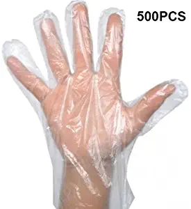 Disposable Clear Plastic Gloves,500 PCS Plastic Large Disposable Food Safe Polyethylene Gloves,Food Prep Gloves for Cooking,Cleaning,Food Handling
