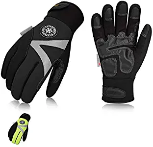 Vgo 2Pairs -4℉ or above 3M Thinsulate C100 Lined High Dexterity Touchscreen Synthetic Leather Winter Warm Work Gloves, Waterproof Insert (Size L, Black,Fluorescent Green,SL8777FW)
