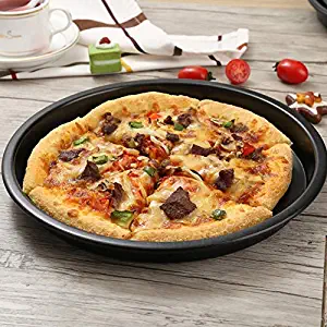 8in/20.3cm Non-stick Pizza Baking Sheet Pan Plate Oven Tray Food Service Black Carbon Steel Round Mold DIY Tool for Home Kitchen