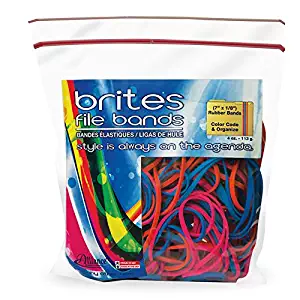 Alliance Rubber 07800 Non-Latex Brites File Bands, Colored Elastic Bands, 50 Pack (7" x 1/8", Assorted Bright Colors in Resealable Bag)