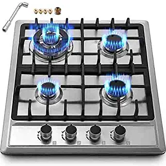 Happybuy 23”x20” Built in Gas Cooktop 4 Burners Stainless Steel Stove with NG/LPG Conversion Kit Thermocouple Protection and Easy to Clean