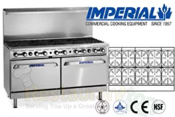 Imperial Commercial Restaurant Range 60" With 10 Burners 2 Standard Ovens Propane Model Ir-10