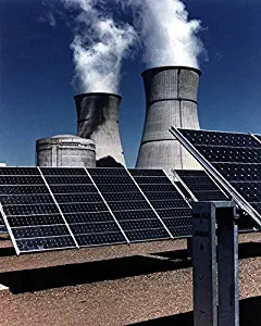 Home Comforts Peel-n-Stick Poster of Cooling Towers Power Nuclear Plant Solar Panel Array Vivid Imagery Poster 24 x 16 Adhesive Sticker Poster Print