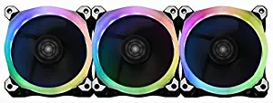 Raidmax 120 mm Customizable Addressable RGB LED Case Fan, ARGB Fan Hub and Remote Control Included ASUS Aura Sync and MSI Mystic Light Sync Compatible (3 Pack)