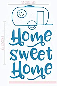 Camping Decals Home Sweet Home Camper Wall Art Vinyl Stickers RV Decor 14x23-Inch Bayou Blue
