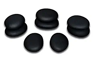 TIR Massage Stone - Set of 8 - Smooth and Natural Massage Stones (not cut) - Basalt for Heat Retention - Size: Medium (2.5 to 3.0 inches)