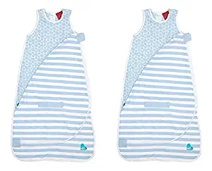 Love to Dream Inventa Lightweight Sleep Bag/Wearable Blanket with Unique Vented Cooling System, Luxurious Super-Soft Cotton, Stylish Fashion Design.5 TOG, 4-12 Months, Light Blue, Small (2 Pack)