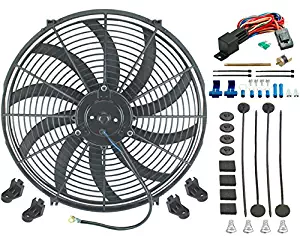 American Volt 16" Inch Electric Cooling Fan 12 Volt Push-in Radiator Fin Probe Thermostat Kit