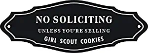 CORNERIA 3X7 Funny Office Home Front Door No Soliciting Signs No Solicitor Sign -Unless You are Selling Girl Scout Cookies - House Door Business