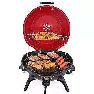 Techwood Indoor/Outdoor Electric BBQ Grill-Adjustable Temperature Control-18inch Round Portable Home Barbecue Grill