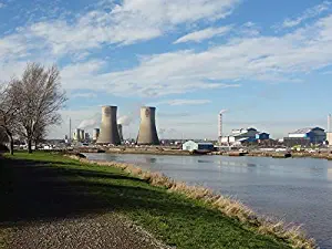 Home Comforts Peel-n-Stick Poster of Plant Power Plant Industry River Cooling Towers Vivid Imagery Poster 24 x 16 Adhesive Sticker Poster Print