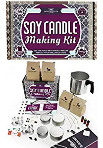 DIY Gift Kits Soy Candle Making Kit for Adults (49-Piece Set) DIY Starter Kit w/ Wax, Wicks, Tin Containers, Natural Essential Oils, Color Sticks | Creates Colorful, Large Candles