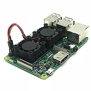 Cooling Fan Kit Dual Fans ALU Heatsinks Module Raspberry Pi 3B/2B Board Chip (not 3B+)