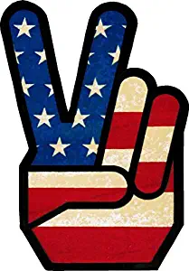 MAGNET Vintage Peace Sign Fingers American Flag Magnet Decal Fridge Metal Magnet Window Vinyl 5"