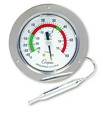 Cooper-Atkins 7112-01-3 Vapor Tension Panel Thermometer with Front Flange, NSF Certified, -40/60°F Temperature Range