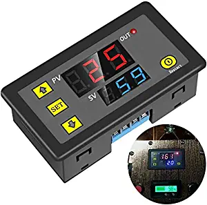 ICStation Timer Relay DC 12V 10A Programmable Digital Time Cycle Delay Switch Module 1500W 220V 110V ON-OFF Control 0-999 Second Min Hour LED Display