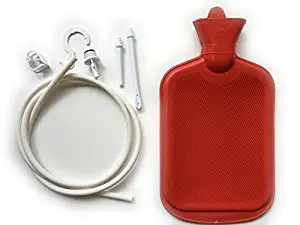 Ocamo Women Men Enema System Kit with Rubber Hot Water Bottle Douche Bag Tubing red