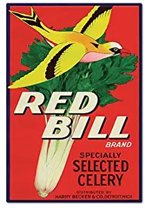 Red Bill Celery Label Art Fridge Magnet