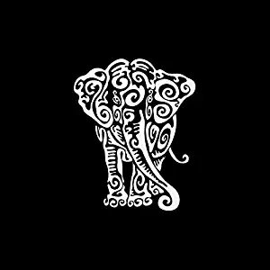 Decal Stickers Elephant Tribal Tattoo Design Doors Motorbike Boat (5 X 4 in.) Vinyl Color White