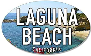 MAGNET 3x5 inch Oval Laguna Beach Sticker (California ca sea Coast Coastal Logo) Magnetic vinyl bumper sticker sticks to any metal fridge, car, signs