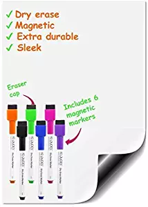 Premium Magnetic Dry Erase Whiteboard Sheet 17" x 11" Great for Fridge! Includes a Set of 6 Markers (60876668980)