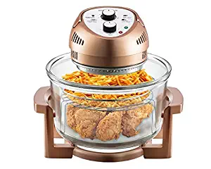 Big Boss Oil-less Air Fryer, 16 Quart, 1300W, Easy Operation with Built in Timer, Dishwasher Safe, Includes 50+ Recipe Book - Copper