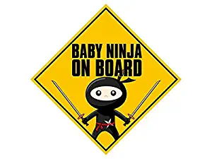 American Vinyl Baby Ninja On Board Sticker (Funny Safety car Caution Decal)