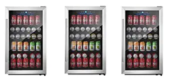 Kalamera 150-can Beverage Refrigerator Stainless Steel Touch Control (3-(Pack))