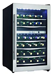 Danby DWC040A3 20 Inch Wide 38 Bottle Capacity Free Standing Wine Cooler with Du, Black/Stainless Steel