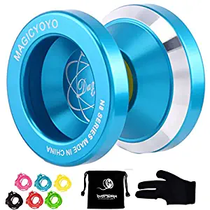 Magic YoYo N8 Unresponsive Yoyo Alloy Aluminum Yo Yo + 6 Strings + Glove+Yoyo Bag Gift (Blue)