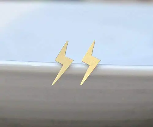Lightning Bolt Earring Studs In 9k Yellow Gold