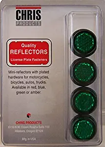 Chris Products CH4G Green Motorcycle Mini License Plate Reflector, 4 Pack
